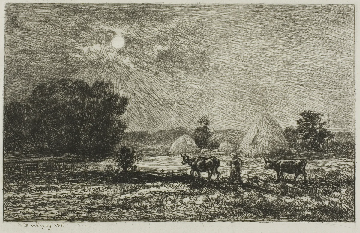 Moonlight at Valmondois by Charles-François Daubigny, print, 1877