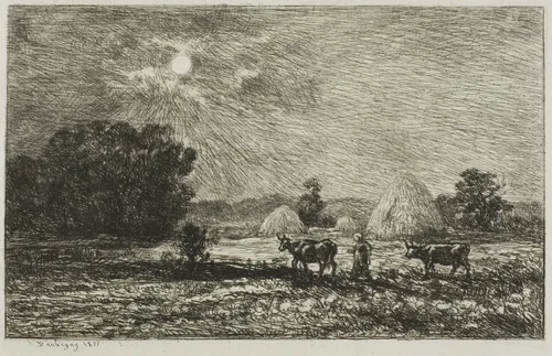 Moonlight at Valmondois by Charles-François Daubigny, print, 1877