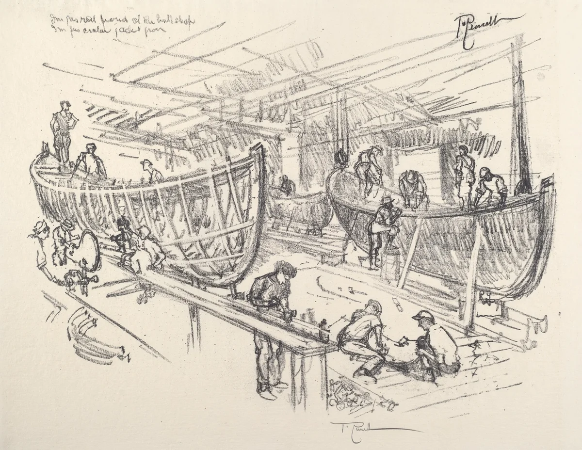 The Boat Builders by Joseph Pennell, print, 1917