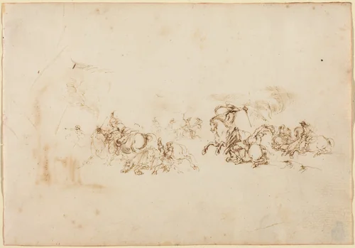 The Cavalry Combat by Stefano della Bella, drawing, 1610-1664