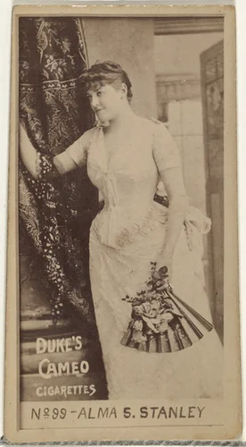 Card Number 99, Alma S. Stanley, from the Actors and Actresses series (N145-4) issued by Duke Sons & Co. to promote Cameo Cigarettes by W. Duke, Sons & Co., photograph, 1880-1889