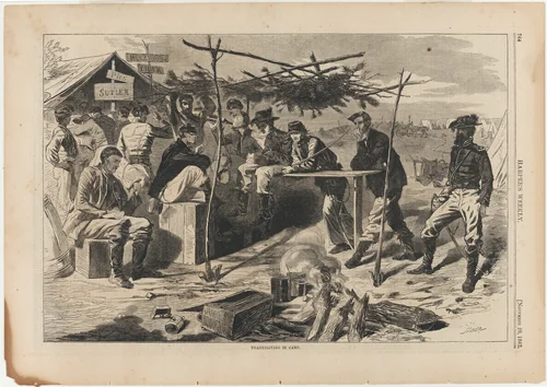 Thanksgiving in Camp by Winslow Homer, print, 1862