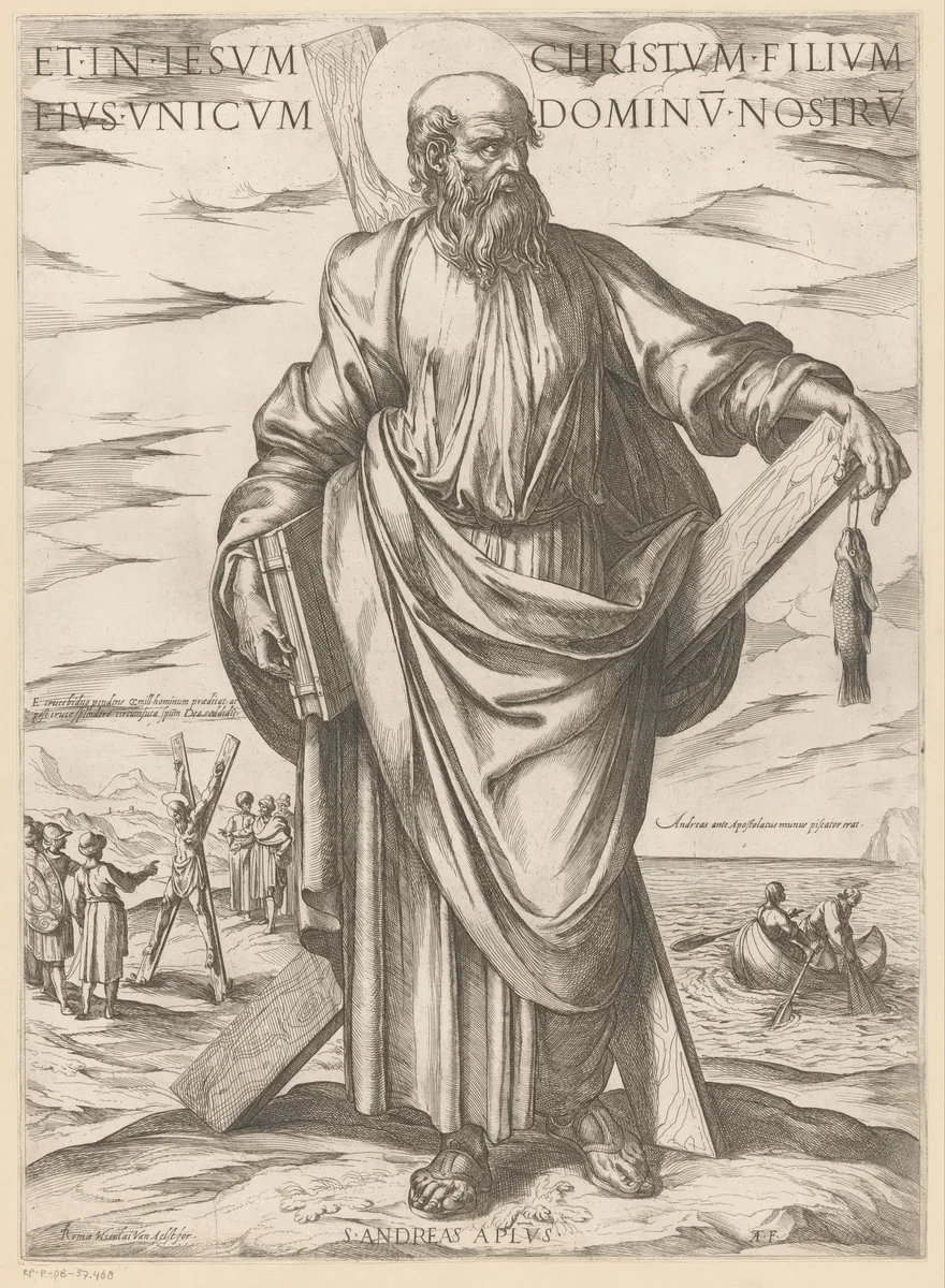 De heilige Andreas by Unknown, print, 1565-1630