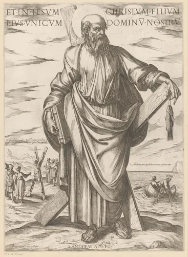 De heilige Andreas by Unknown, print, 1565-1630