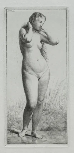 Young Woman Bathing by Charles-Émile Jacque, print, 1861-1871