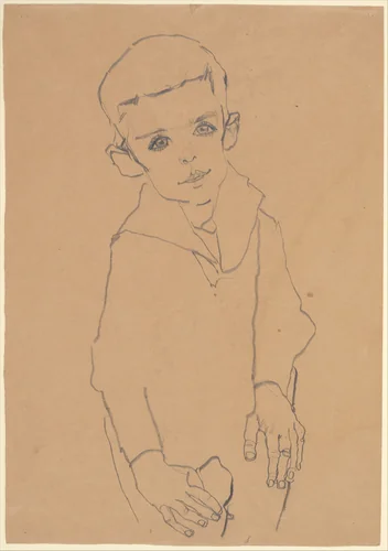 Portrait of Herbert Rainer by Egon Schiele, drawing, 1910