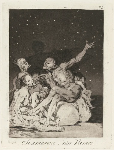 Si amanece; nos vamos (When Day Breaks We Will Be Off) by Francisco Goya, print, 1799