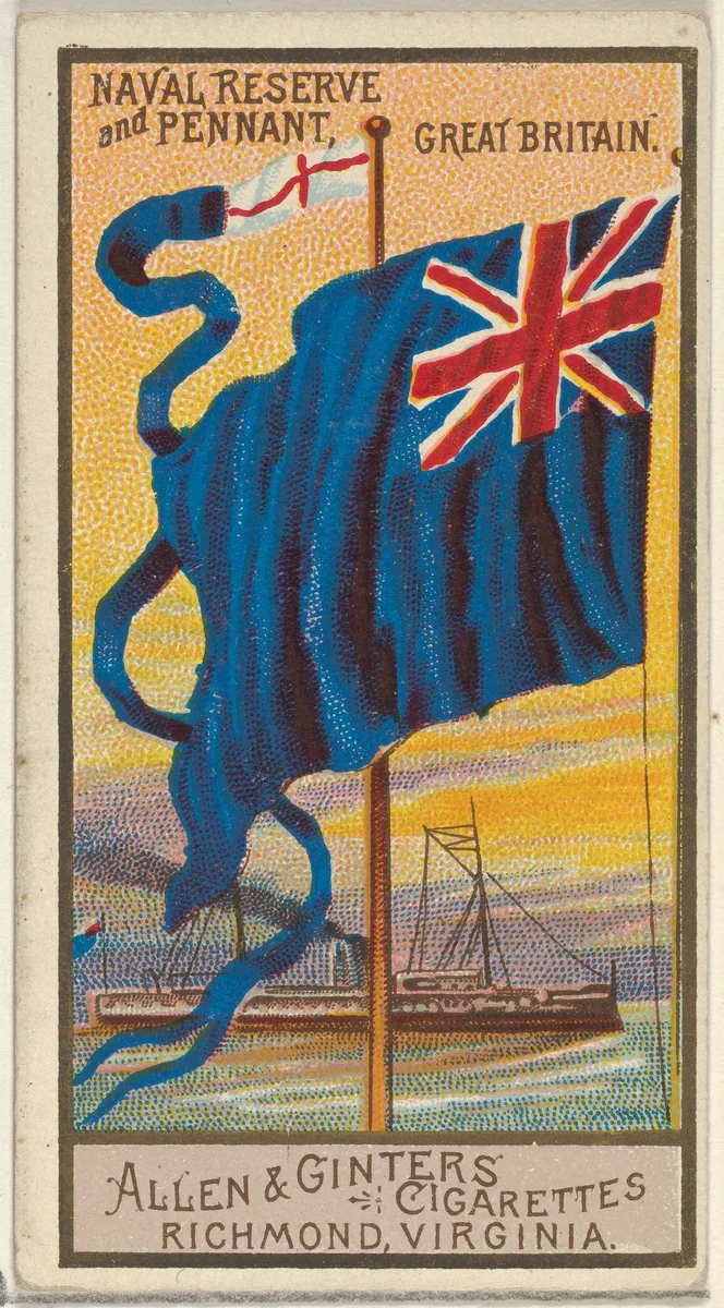 Naval Reserve and Pennant, Great Britain, from the Naval Flags series (N17) for Allen & Ginter Cigarettes Brands by Allen & Ginter, print, 1886-1891