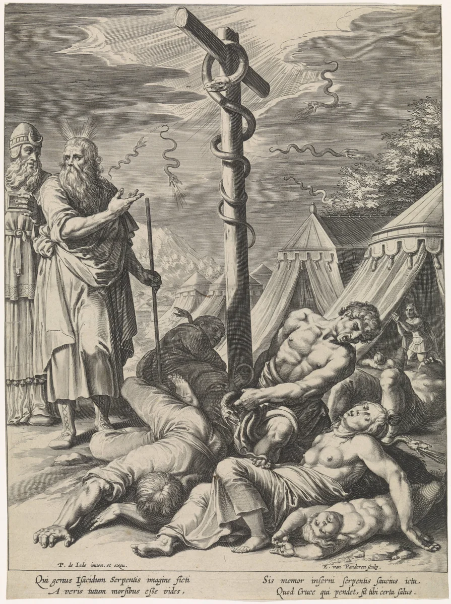 Mozes en de koperen slang by Unknown, print, 1590-1637