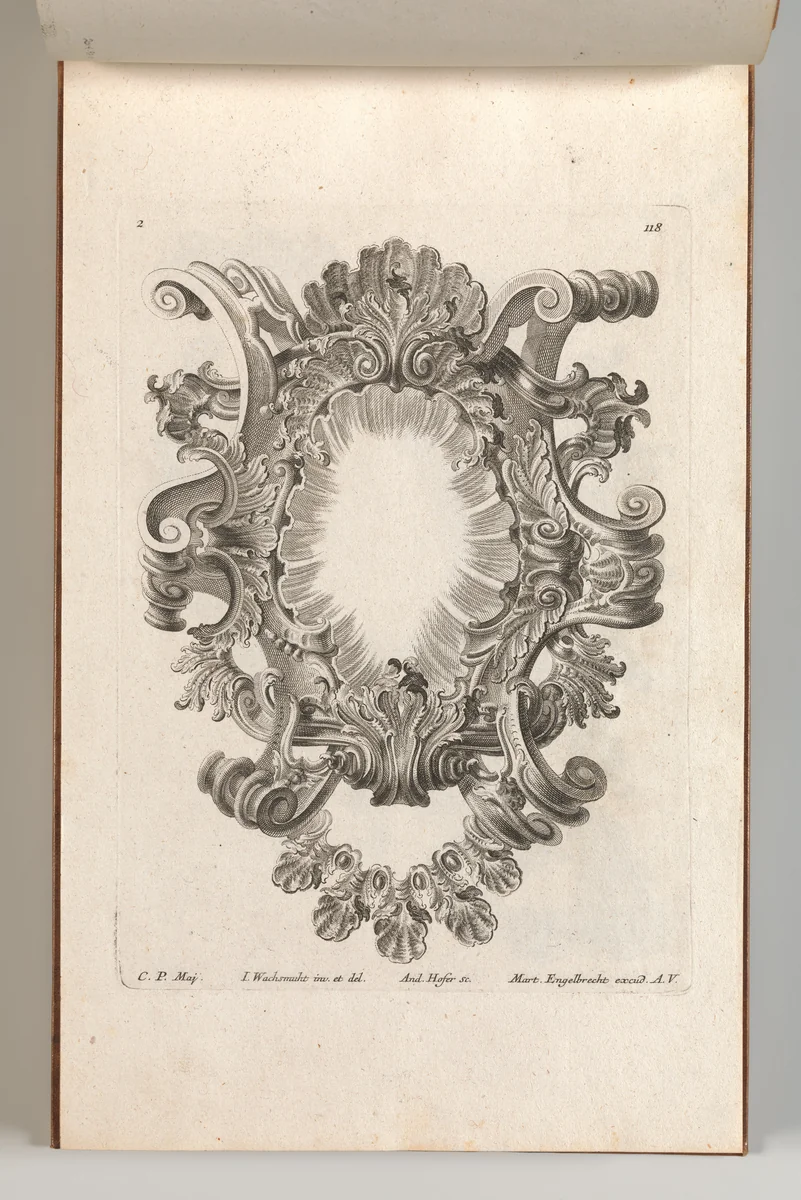 Design for a Cartouche, Plate 2 from 'Allerneueste Façon einiger Schild oder Cartouches' by Andreas Hofer, book, 1745-1755