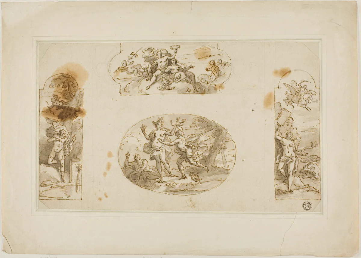 Four Classic Scenes for Overdoors by James Thornhill, drawing, 1695-1734