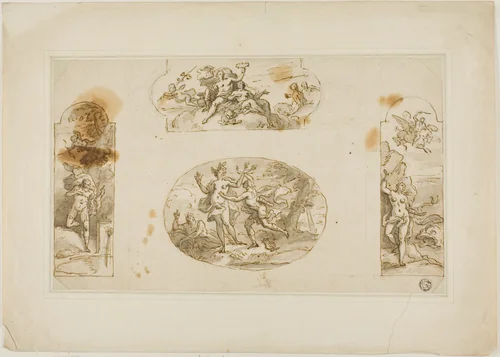 Four Classic Scenes for Overdoors by James Thornhill, drawing, 1695-1734