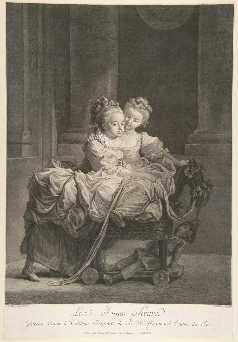 Les Jeunes Soeurs by Jean Honoré Fragonard, print, 1745-1953