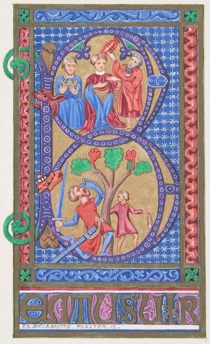 Illuminated Initial "B" by Freeman Gage Delamotte, drawing, 1830-1862