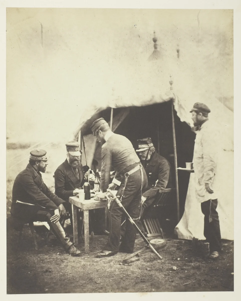 Major General Garrett and Officers of the 46th by Roger Fenton, photograph, 1855