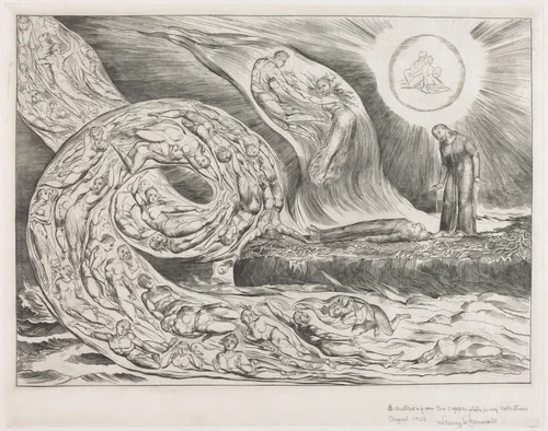 The Circle of the Lustful: Paolo and Francesca by William Blake, print, 1827