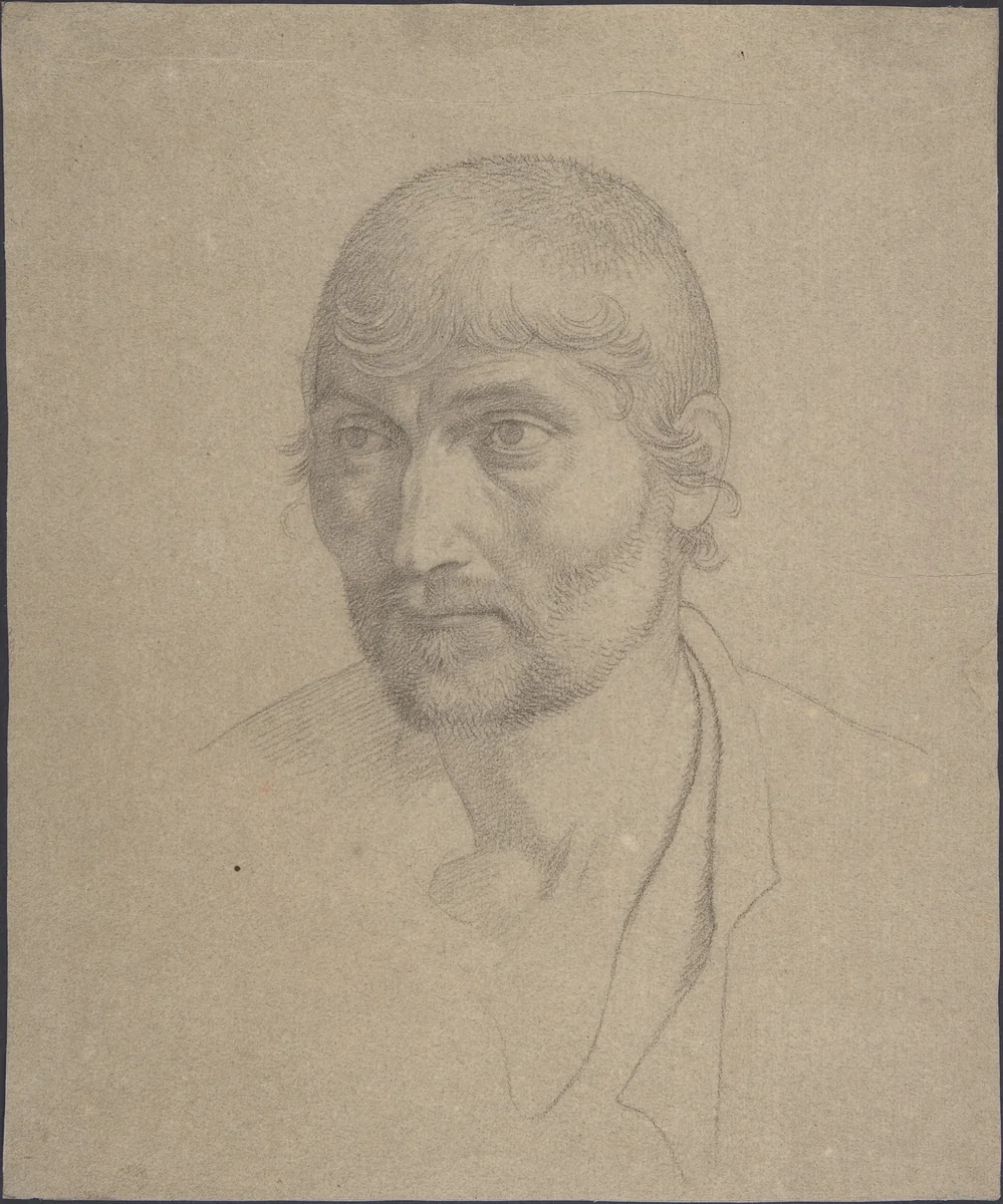 Head of a Bearded Man by Johann Friedrich Overbeck, drawing, 1815-1825