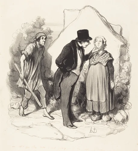 Est-ce que votre mari serait jaloux... by Honoré Daumier, print, 1845