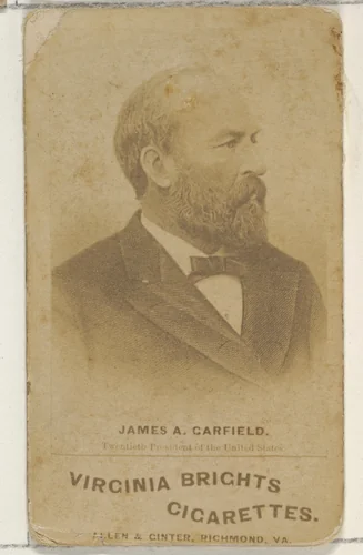 James A. Garfield, from the Presidents of the United States series (N51) for Virginia Brights Cigarettes by Allen & Ginter, photograph, 1885-1889