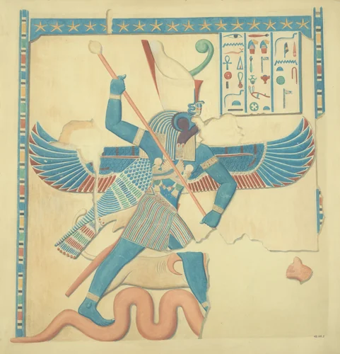 Seth Slaying a Serpent, Temple of Amun at Hibis by Charles K. Wilkinson, artwork, -521