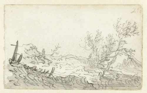 Duinlandschap met bomen by Jan van Goyen, drawing, 1650-1651