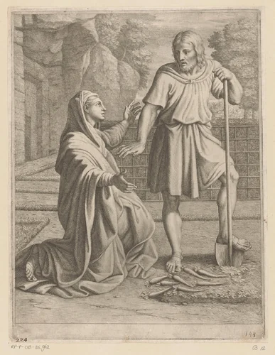 Christus verschijnt aan Maria Magdalena by Pietro del Po, print, 1620-1692