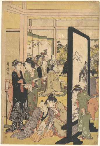The Artist Kitao Masanobu Relaxing at a Party by Kitagawa Utamaro (喜多川歌麿), print, 1790-1799