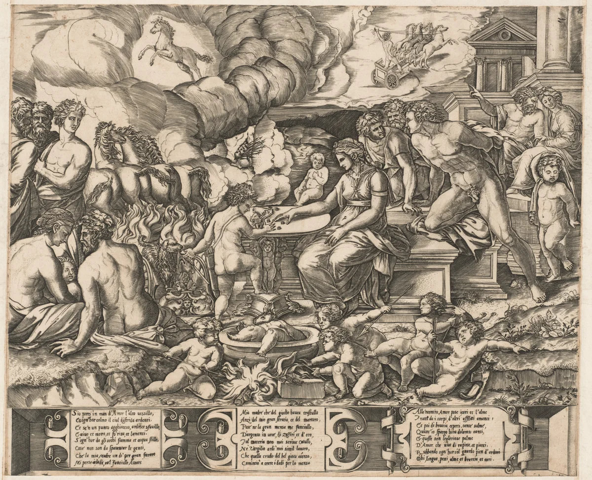 Allegory of Love by Marcantonio Raimondi, print, 1535-1545