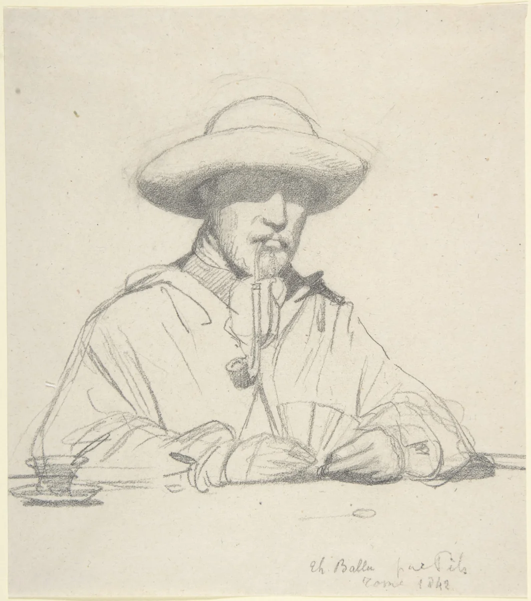 Portrait of Théodore Ballu by Isidore Pils, drawing, 1842