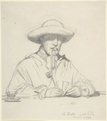 Portrait of Théodore Ballu by Isidore Pils, drawing, 1842