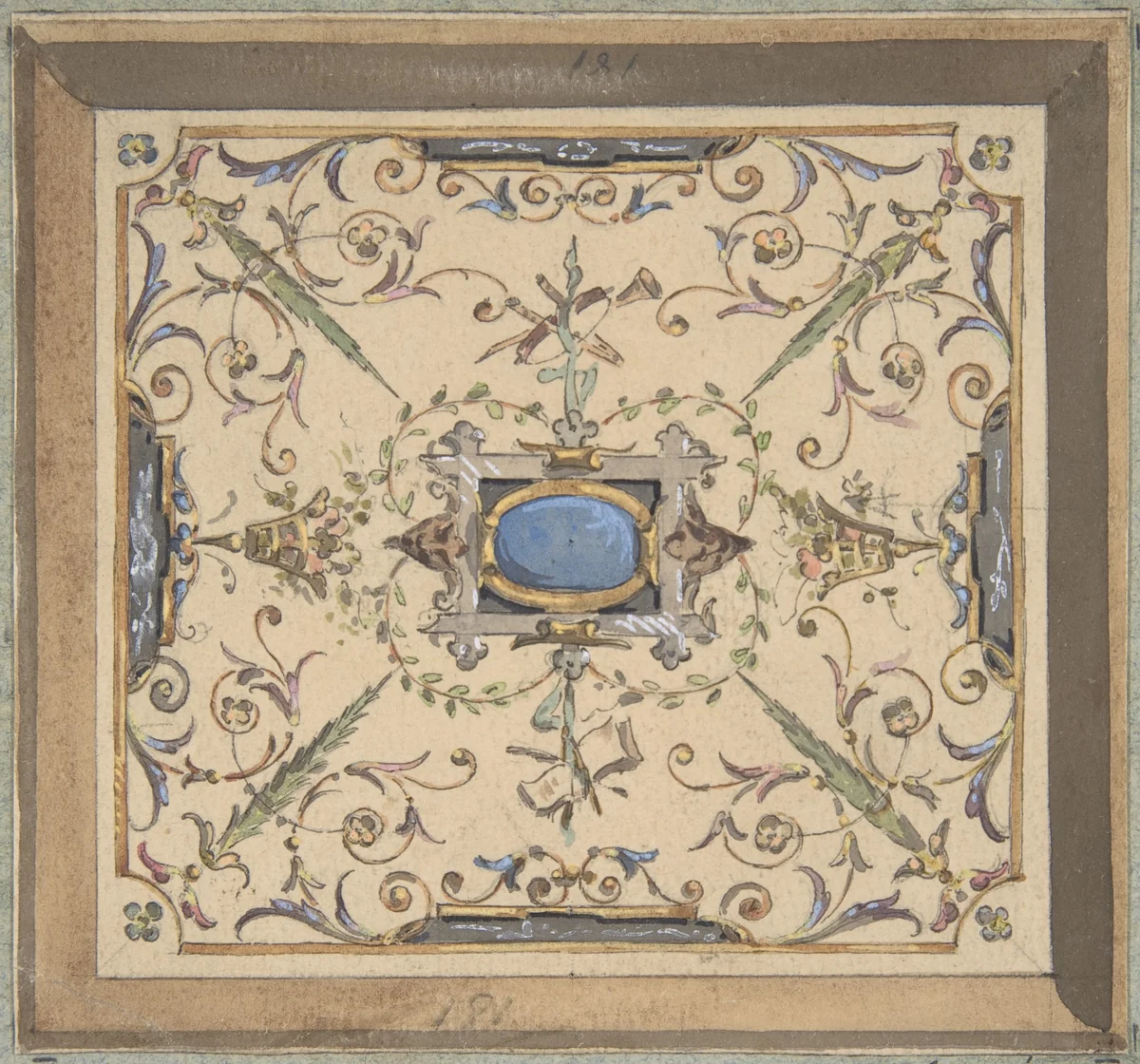 Design for Ceiling, Château de Cangé by Jules-Edmond-Charles Lachaise, drawing, 1850-1900