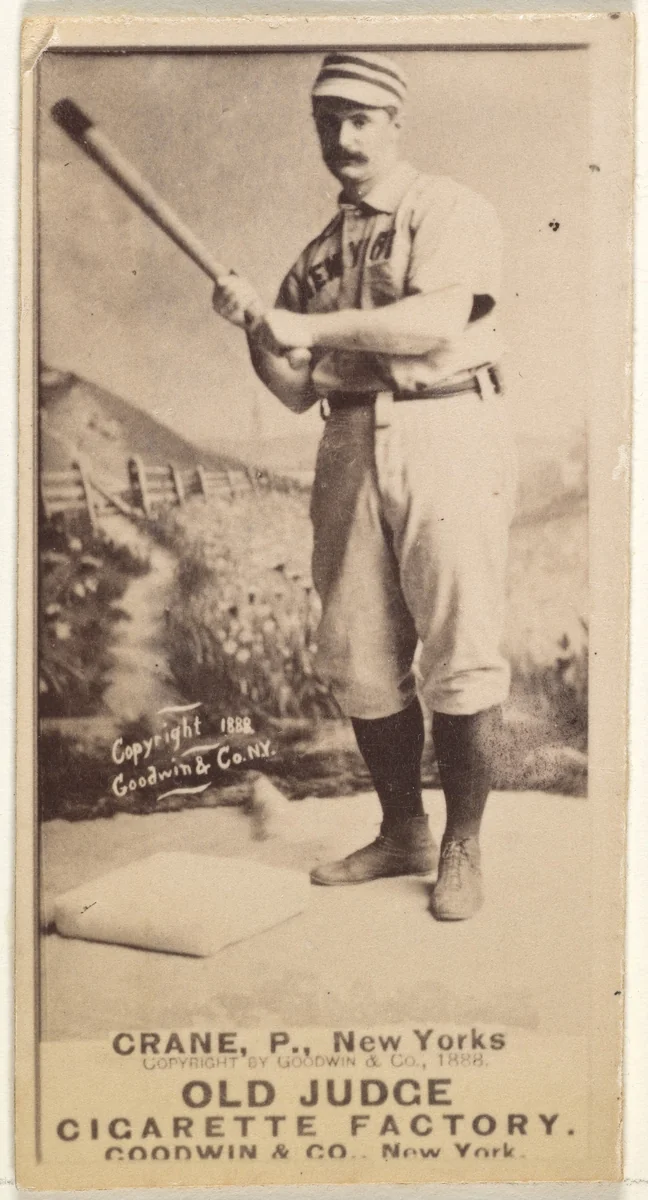 Ed Crane, Pitcher, New York, from the Old Judge series (N172) for Old Judge Cigarettes by Goodwin & Company, photograph, 1888