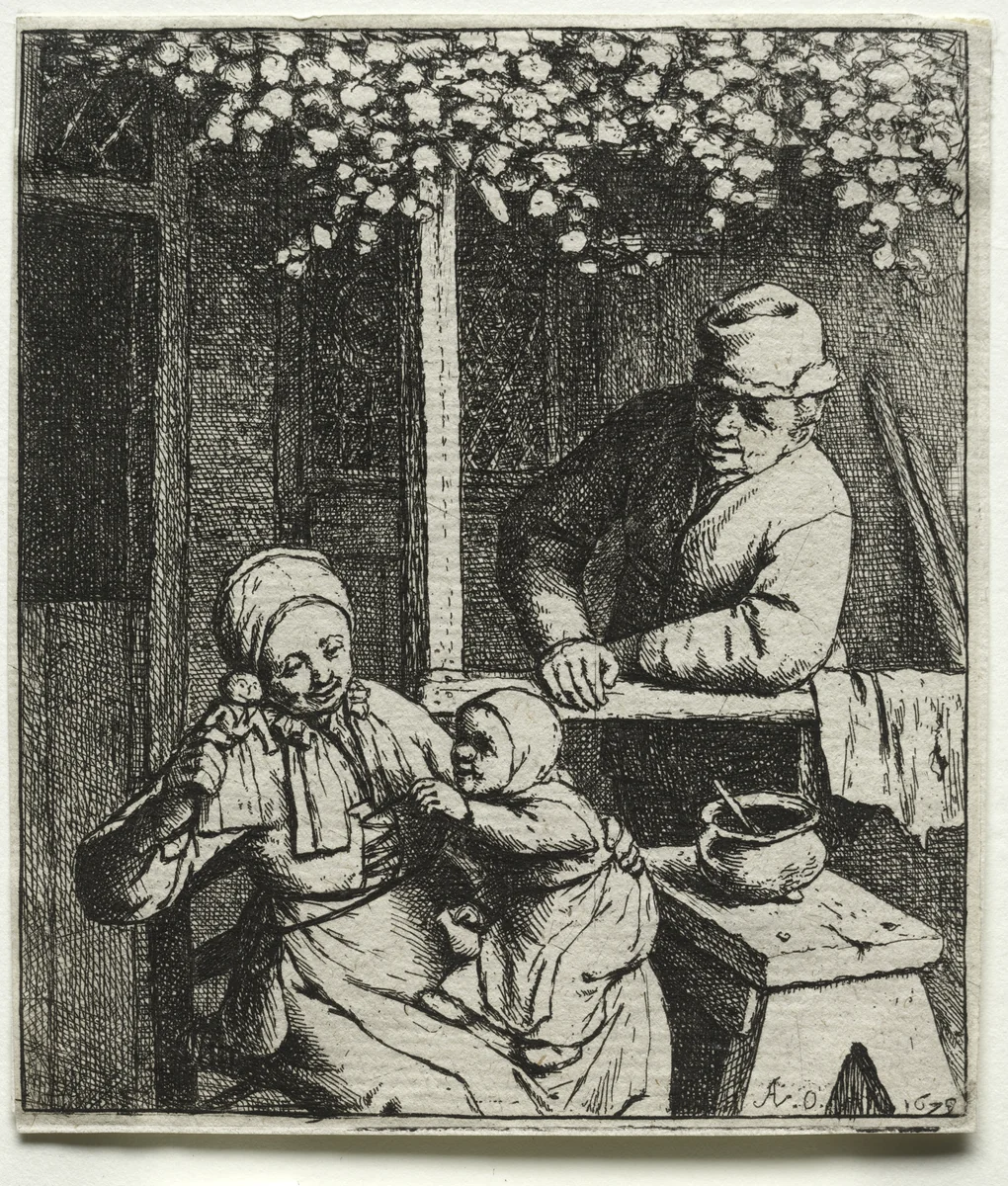 Asking for the Doll by Adriaen van Ostade, print, 1678
