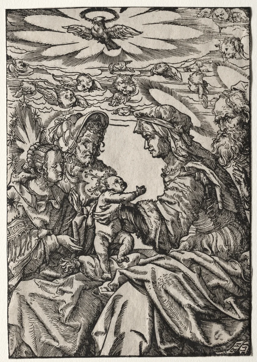 The Holy Family with St. Anne and Joachim by Hans Burgkmair, print, 1512