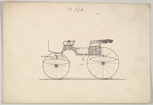 Design for Phaeton, no. 173 by Brewster & Co., drawing, 1850-1874