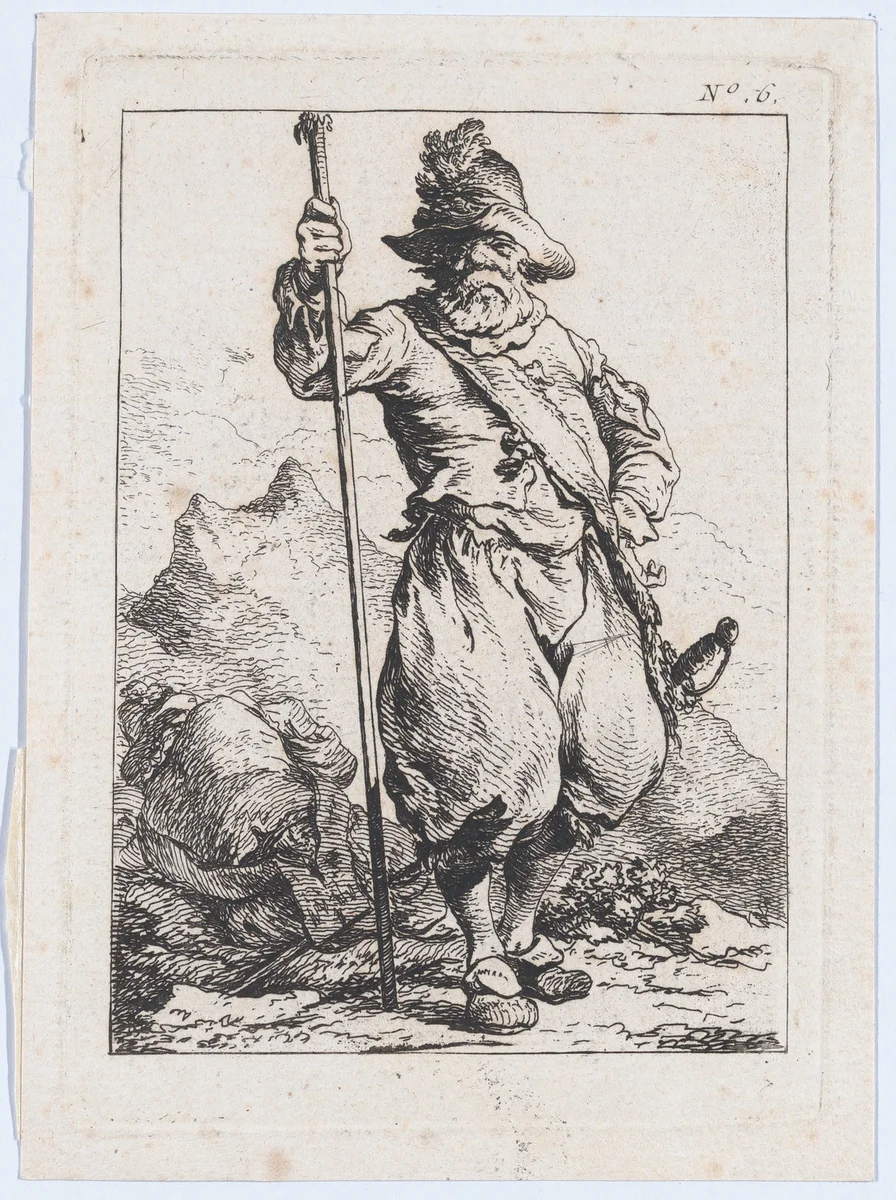 Standing Man Holding a Lance by Philippe-Jacques de Loutherbourg, print, 1755-1771