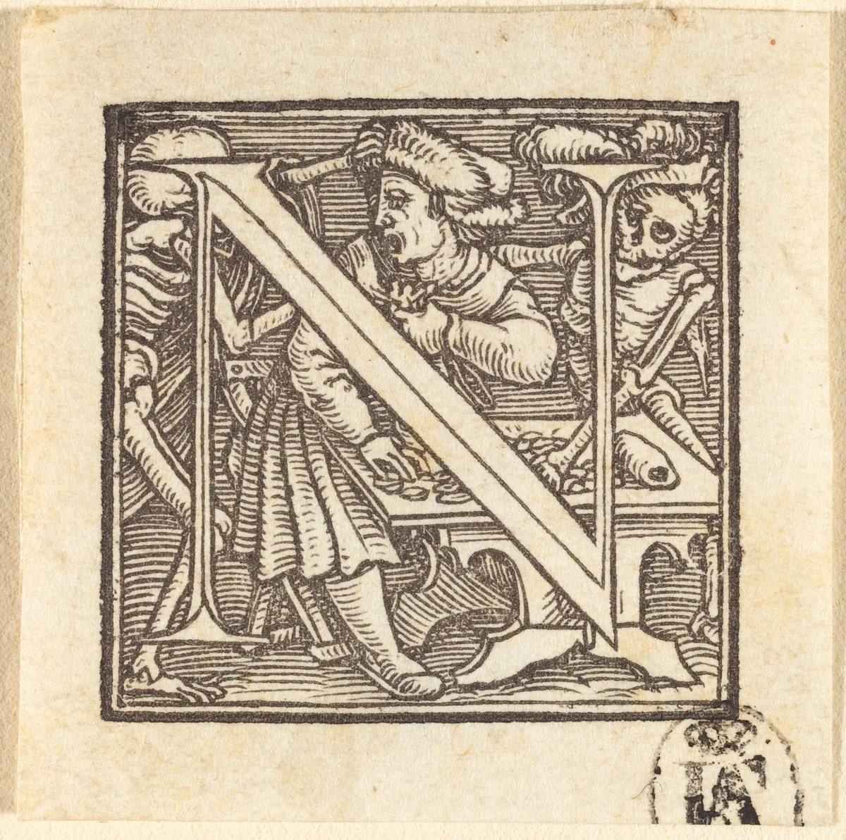 Letter N by Hans Lützelburger, print, 1518-1528