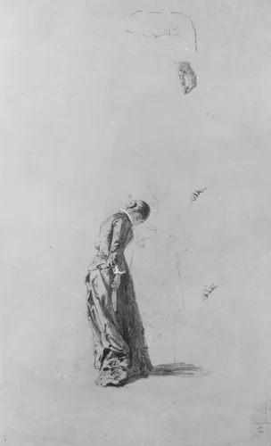 Standing Woman with Man in Outline by Thomas Hovenden, artwork, 1840-1895