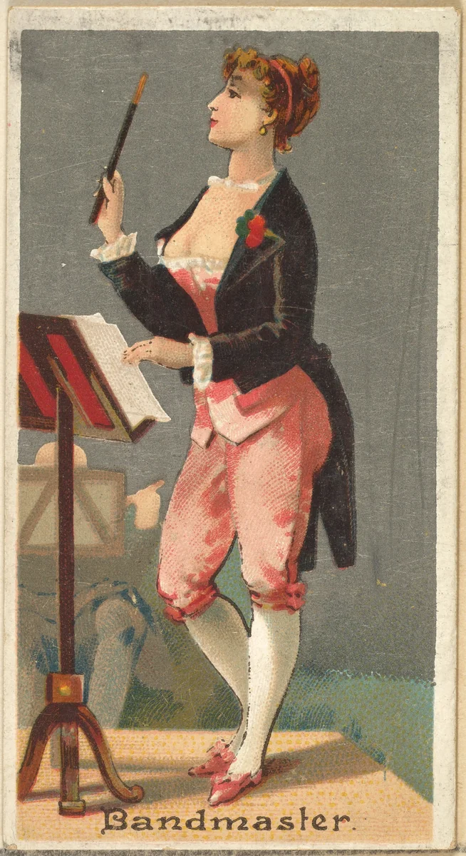 Bandmaster, from the Occupations for Women series (N166) for Old Judge and Dogs Head Cigarettes by Goodwin & Company, print, 1887