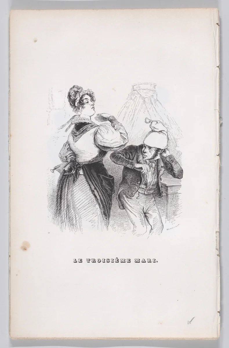 The Third Husband, from "The Complete Works of Béranger" by J. J. Grandville, print, 1836