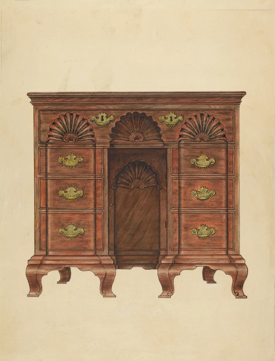 Table (Knee Hole) by Filippo Porreca, index of american design, 1935-1942