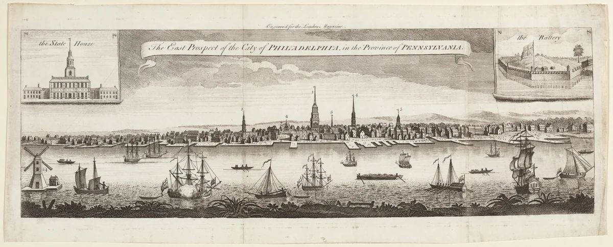 The East Prospect of the City of Philadelphia, in the Province of Pennsylvania by George Heap, print, 1761
