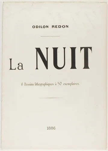 Cover for "La Nuit" by Odilon Redon, print, 1886