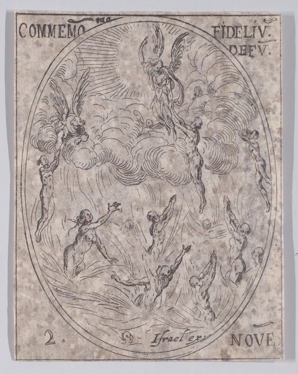 La Commémoration des Morts (All Souls' Day), from November 2nd, from "Les Images De Tous Les Saincts et Saintes de L'Année" (Images of All of the Saints and Religious Events of the Year) by Jacques Callot, print, 1636