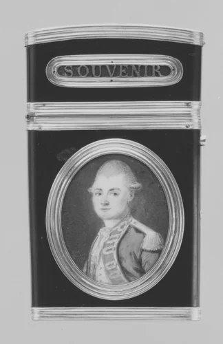 Souvenir with portrait of a man, said to be Lieutenant d'Alézac by Jean-Pierre Mendouze, metalwork, 1780-1781