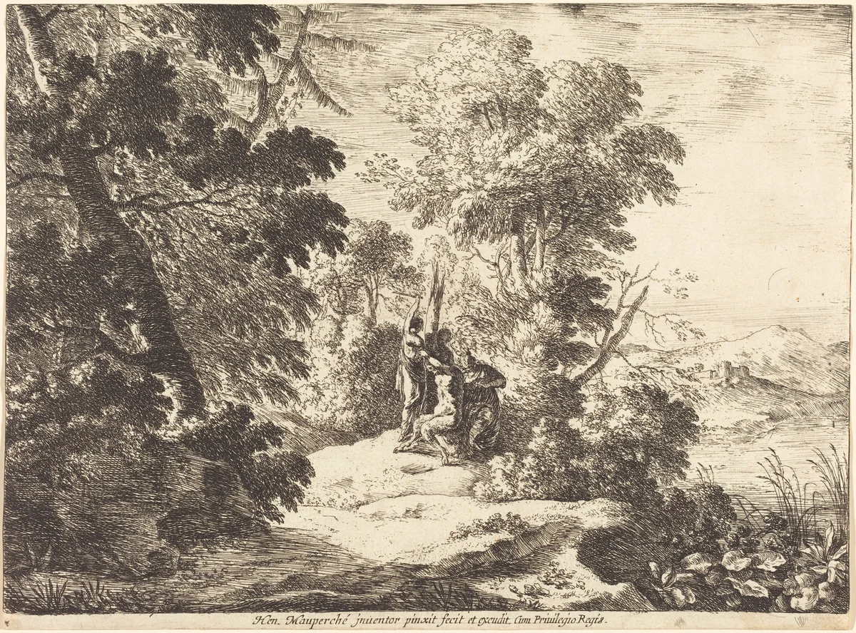 The Flaying of Marsyas by Henri Mauperché, print, 1602-1686