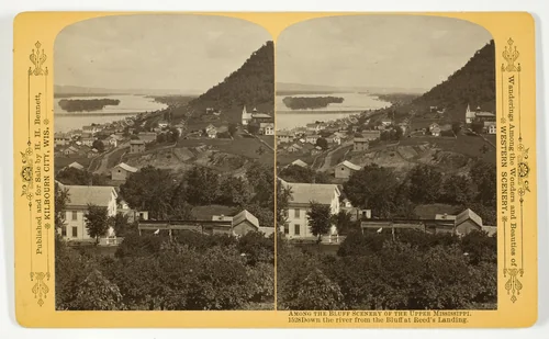 Down the river from the Bluff at Reed's Landing, No. 1528 from the series "Among the Bluff Scenery of the Upper Mississippi" by Henry Hamilton Bennett, photograph, 1889