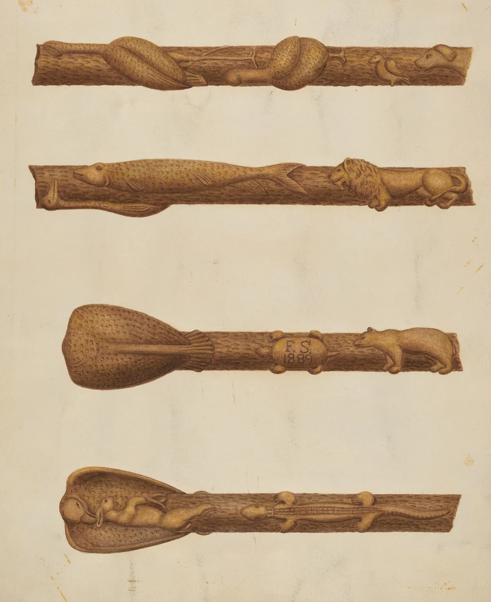 Walking Stick by William McAuley, index of american design, 1940