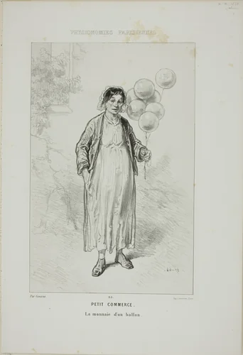 Physionomies Parisiennes: Petit Commerce. La Monnaie d'un Ballon. by Paul Gavarni, print, 1857-1858