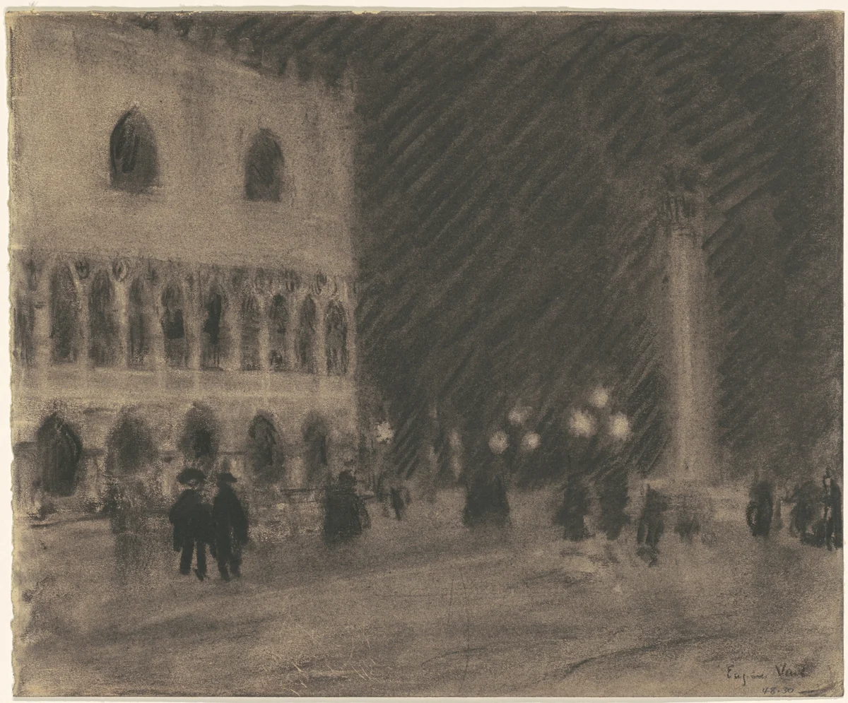 The Piazzetta, Venice by Eugène Vail, drawing, 1895-1925